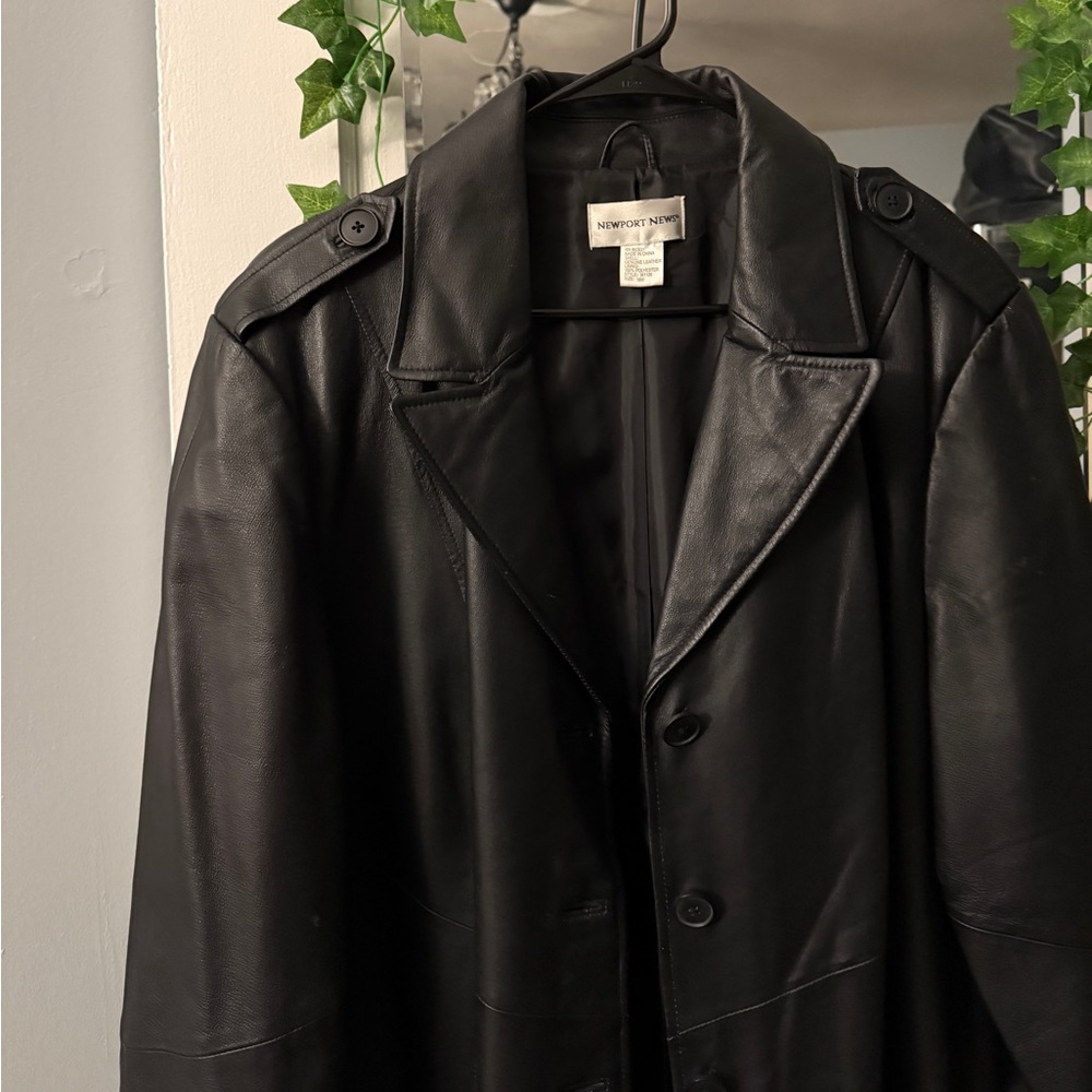 Newport News Genuine Leather Trench Coat
